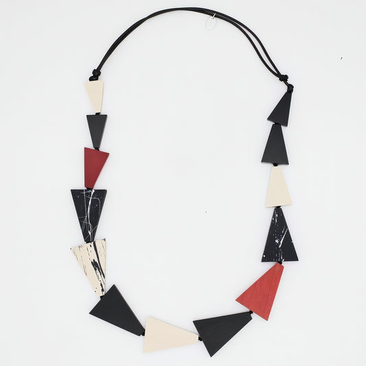 Red and Black Zara Triangle Statement Necklace