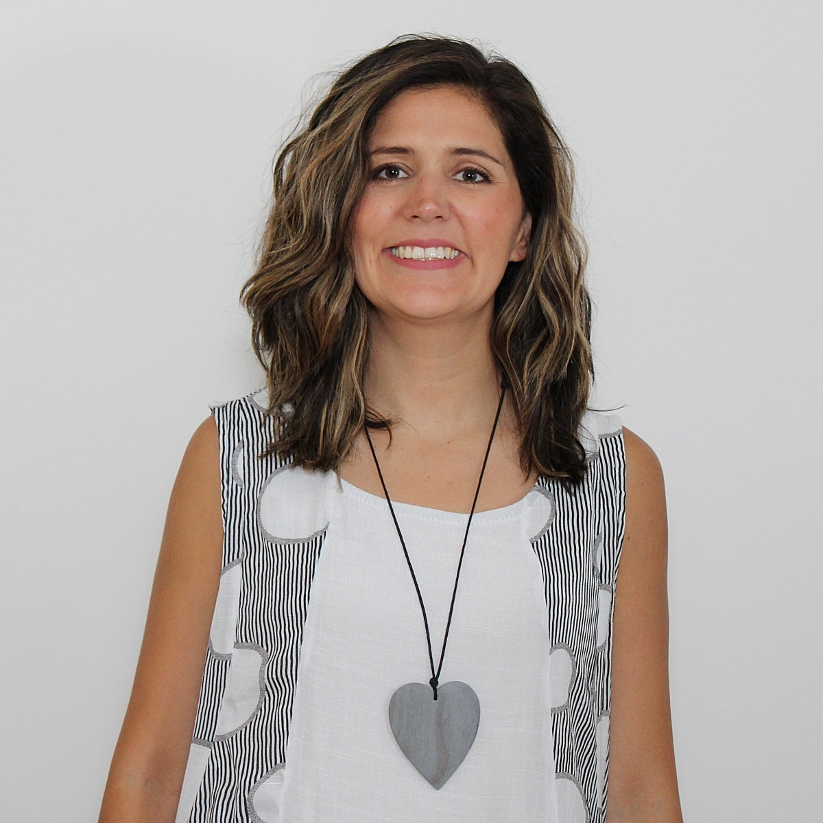 Gray Gabi Heart Wood Necklace
