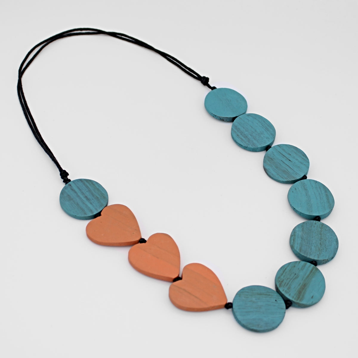 Aqua Charmaine Wooden Heart Necklace