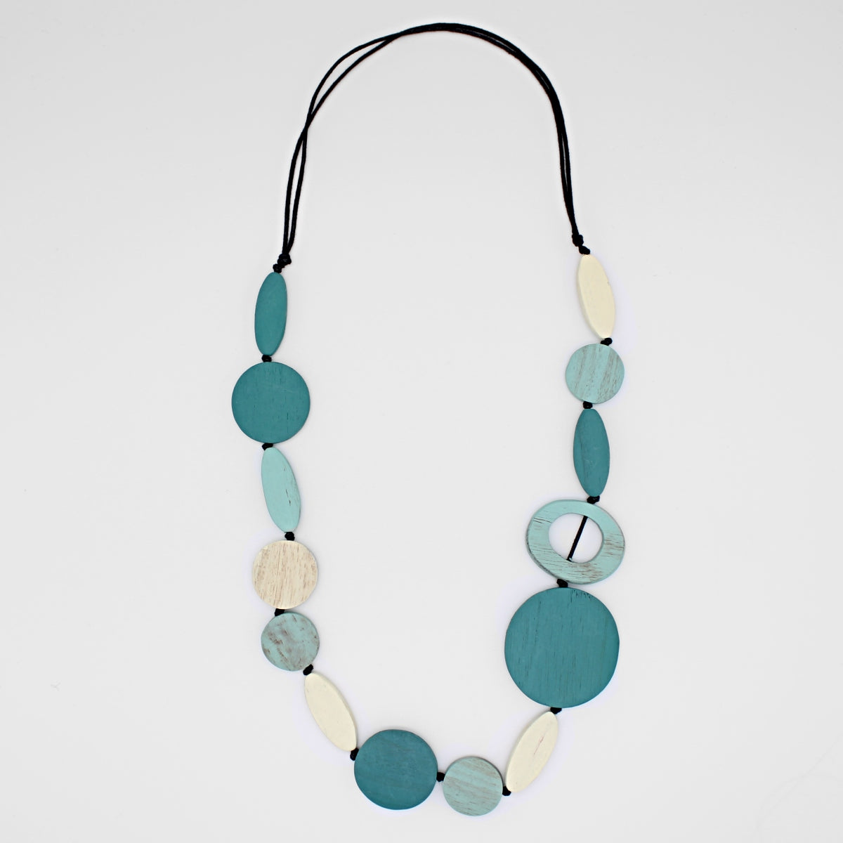 Aqua Wood Geo Shaped Necklace