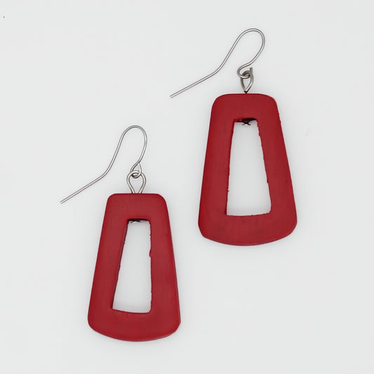 Red Driftwood Dangle Earrings - Sylca Designs - Chunky Jewelry