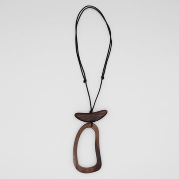 Adli Brown Wood Open Design Pendant - Sylca Designs - Chunky Jewelry