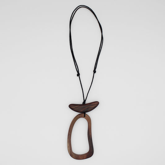 Adli Brown Wood Open Design Pendant - Sylca Designs - Chunky Jewelry