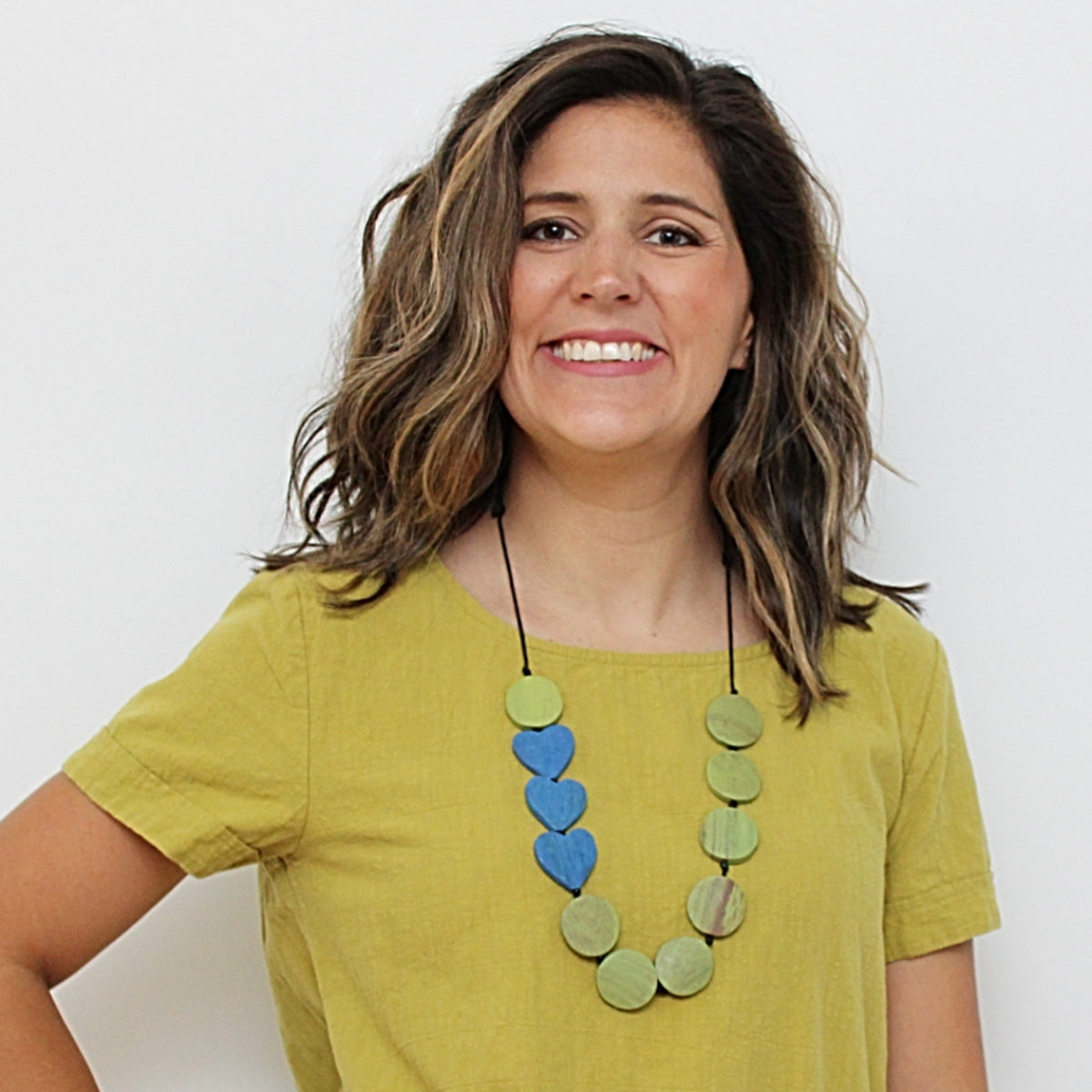 Lime Charmaine Wooden Heart Necklace