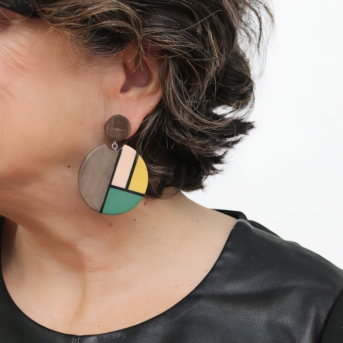 Yellow and Green Geometric Eloise Earrings - Sylca Designs - Chunky Jewelry