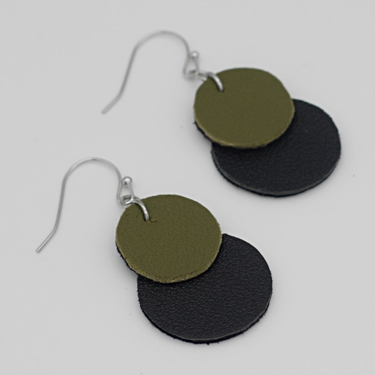 Olive Paris Leather Earrings - Sylca Designs - Chunky Jewelry