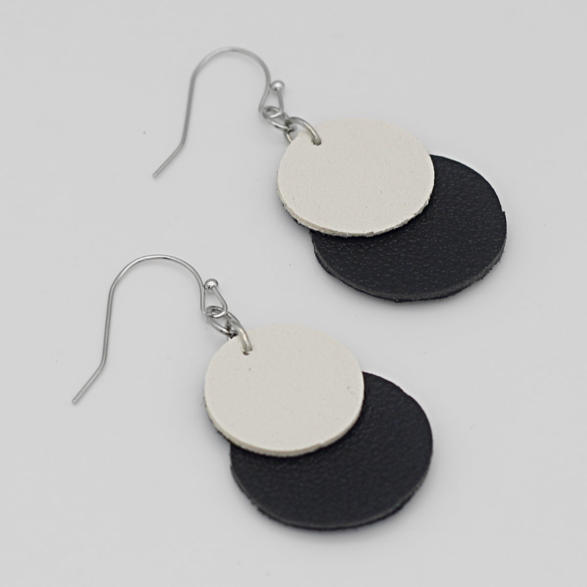 White Paris Leather Earrings
