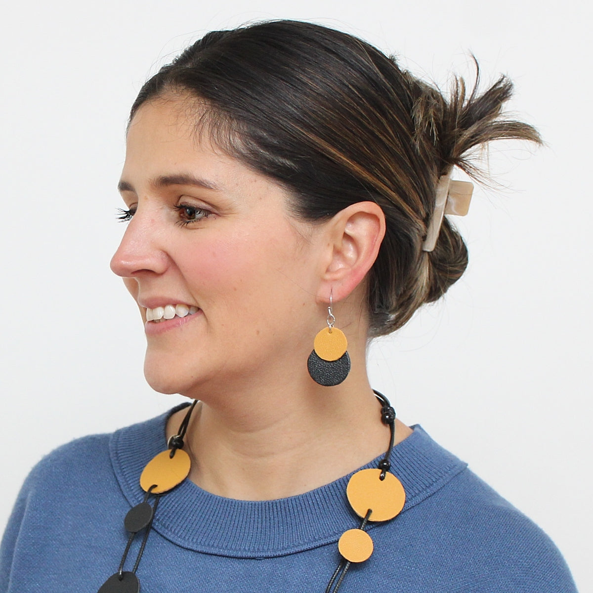Mustard Paris Leather Earrings