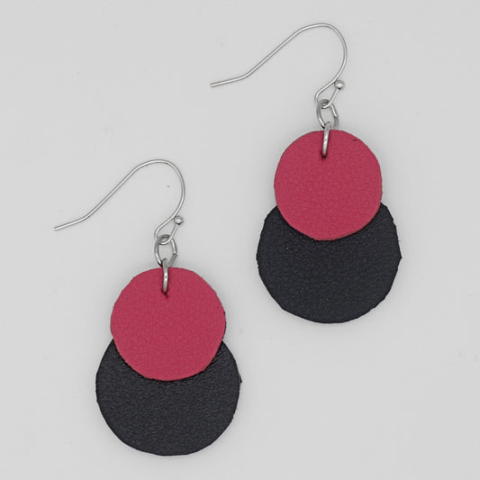 Pink Paris Leather Earrings - Sylca Designs - Chunky Jewelry