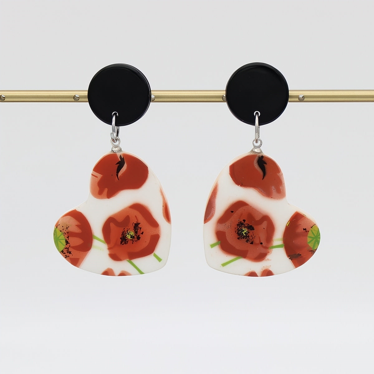 Poppies Heart Earrings - Sylca Designs - Chunky Jewelry