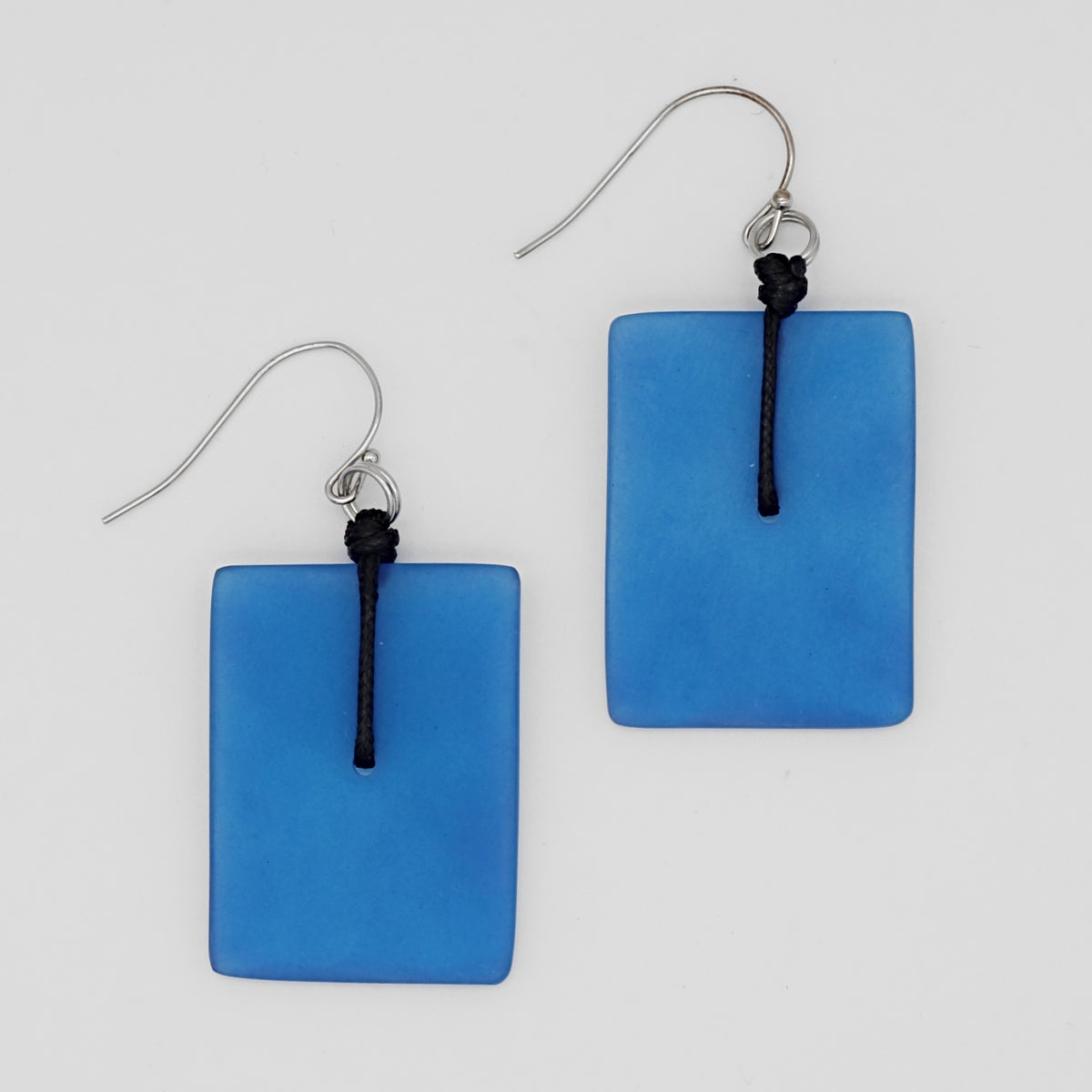 Blue Rectangle Dangle Earrings