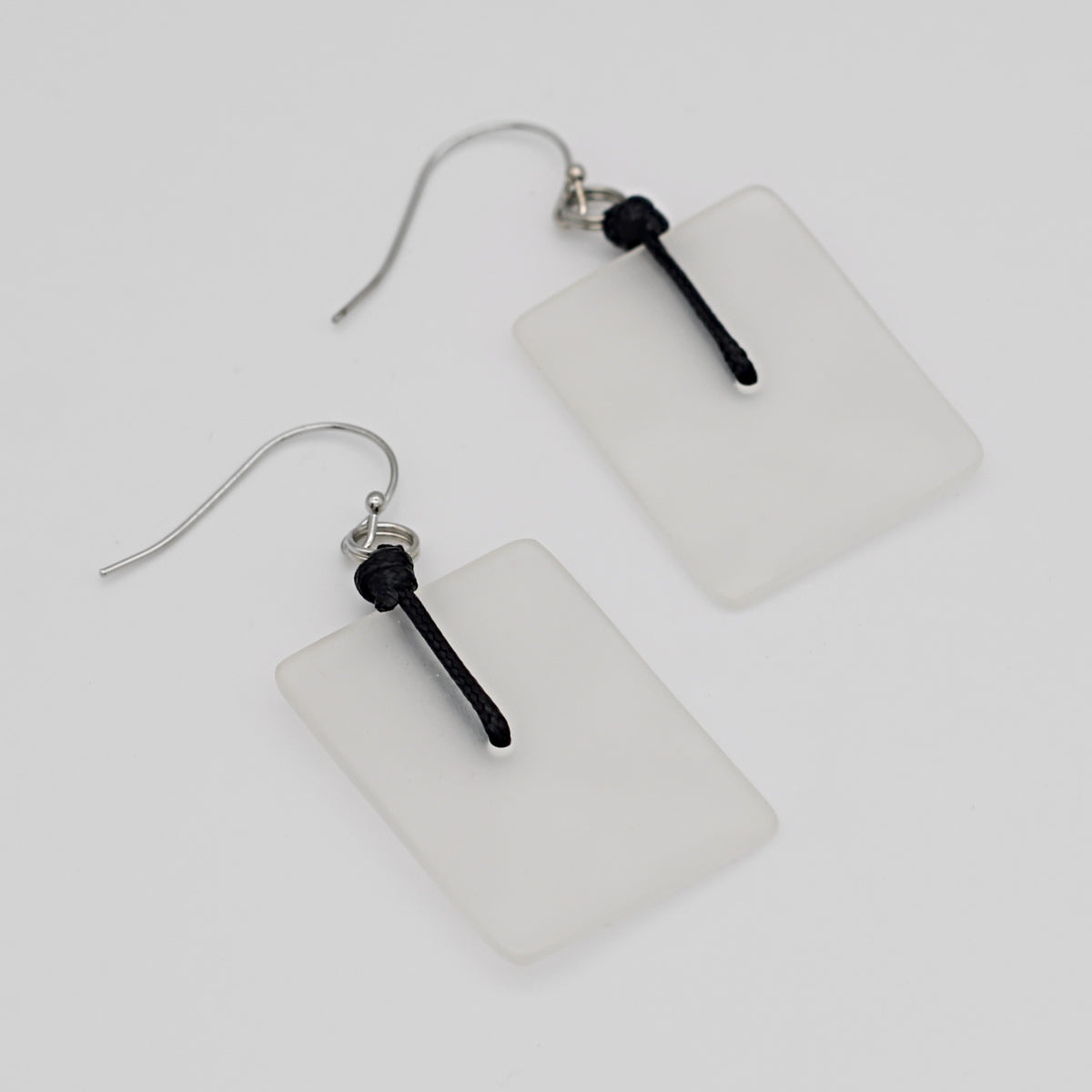 Frosted Rectangle Dangle Earrings