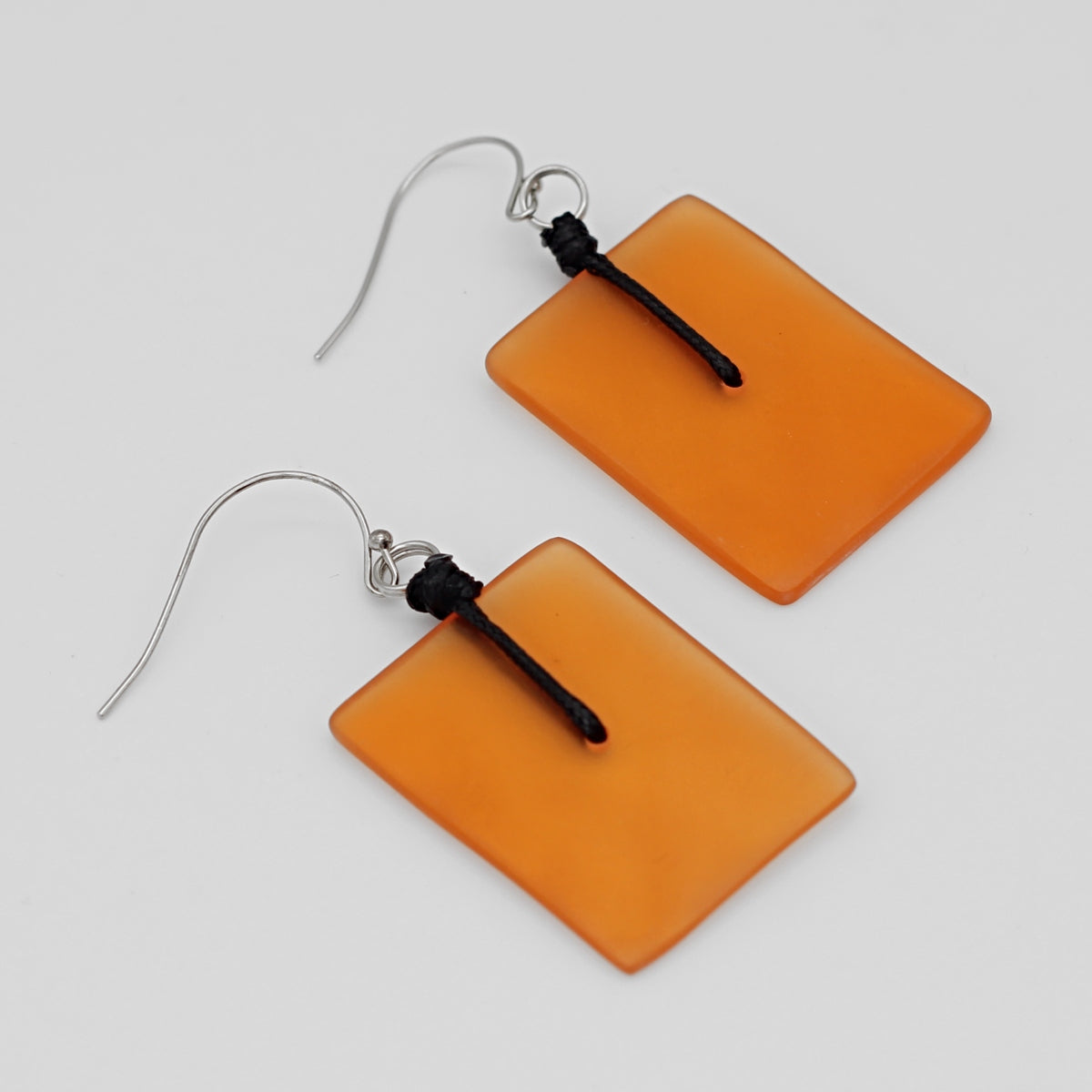Orange Rectangle Dangle Earrings