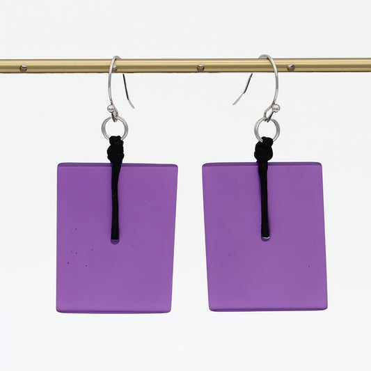 Purple Rectangle Dangle Earrings - Sylca Designs - Chunky Jewelry