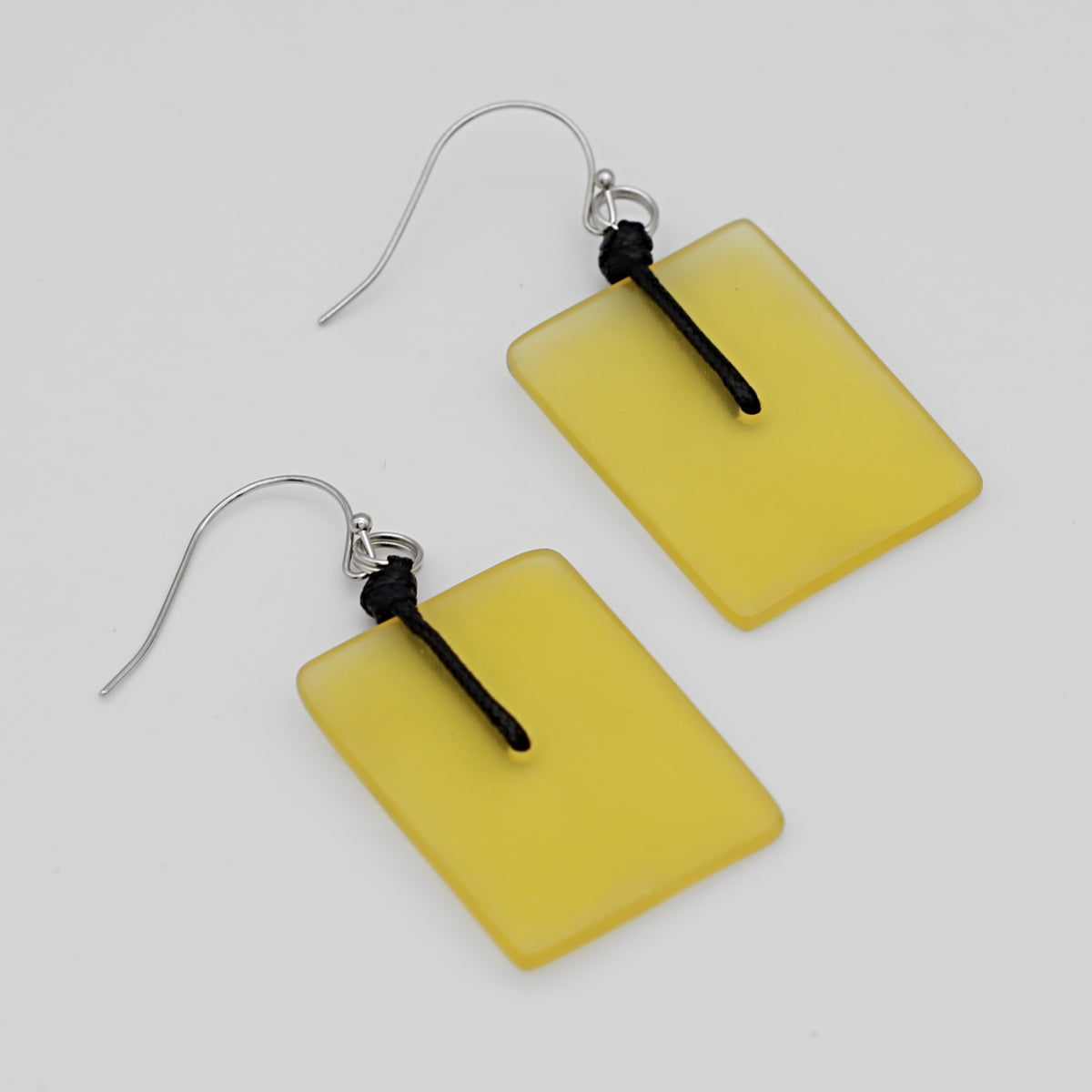 Yellow Rectangle Dangle Earrings