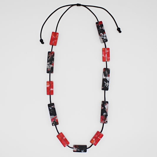 Red Vega Rectangular Necklace