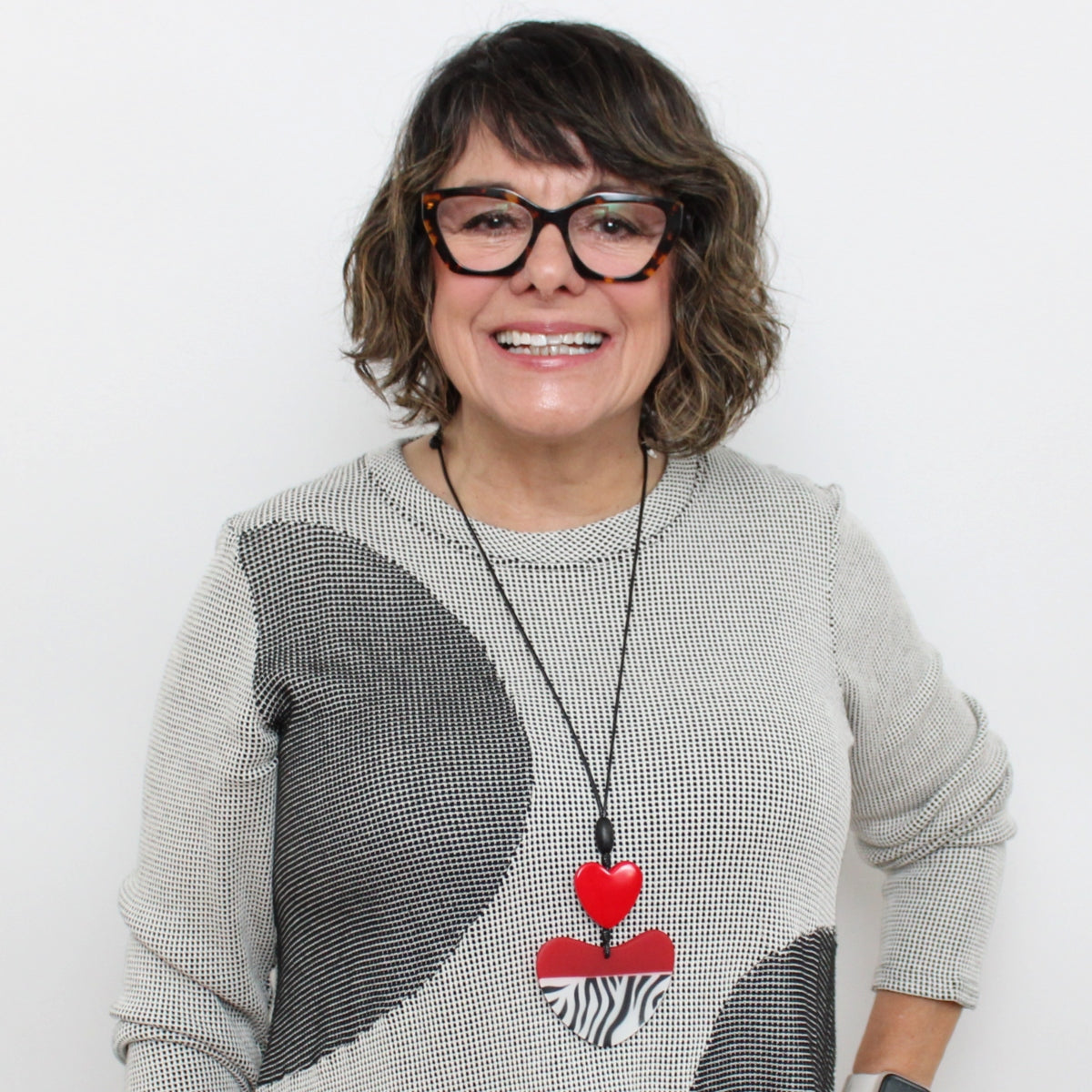 Uma Zebra Print Heart Pendant
