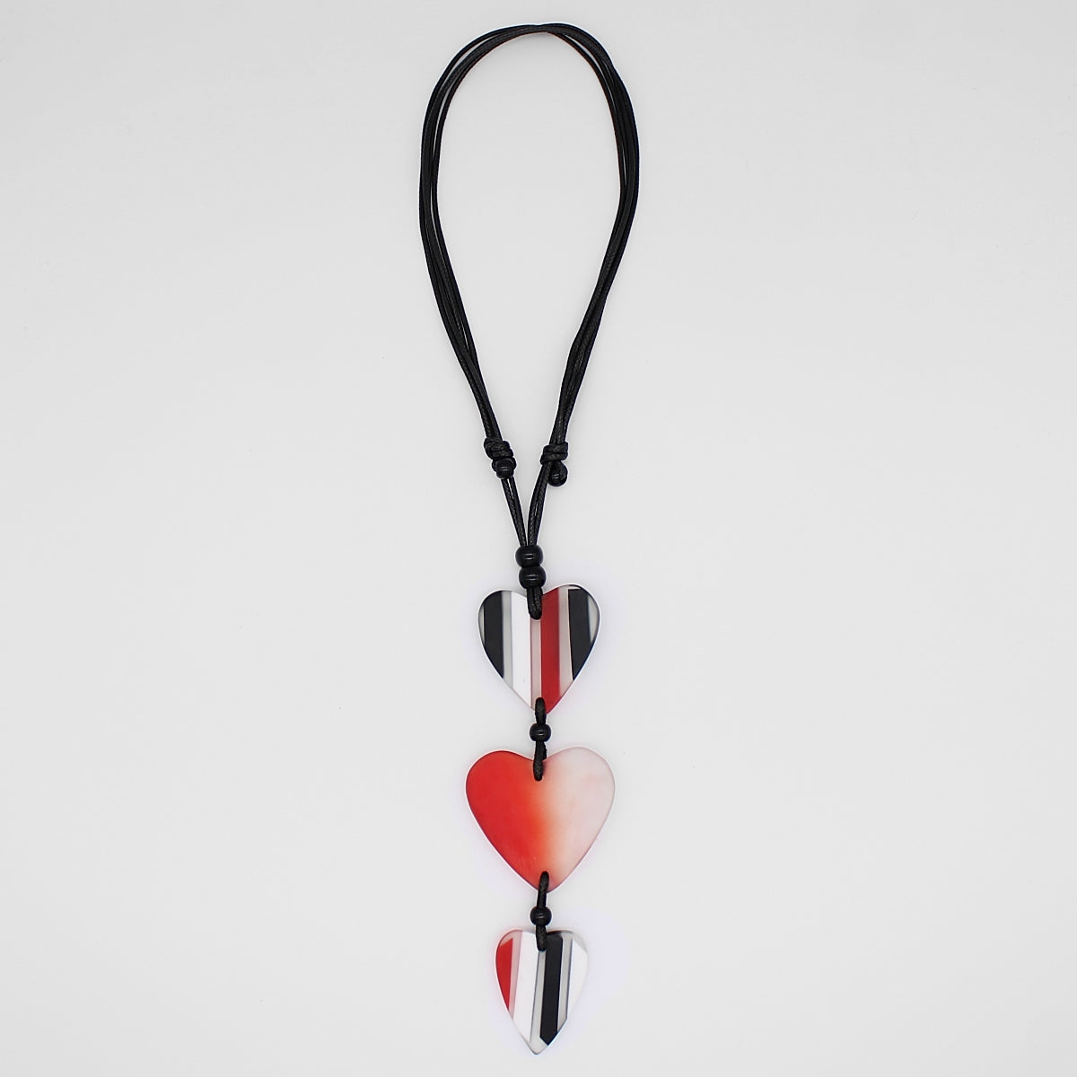 Mariee Red Striped Heart Pendant