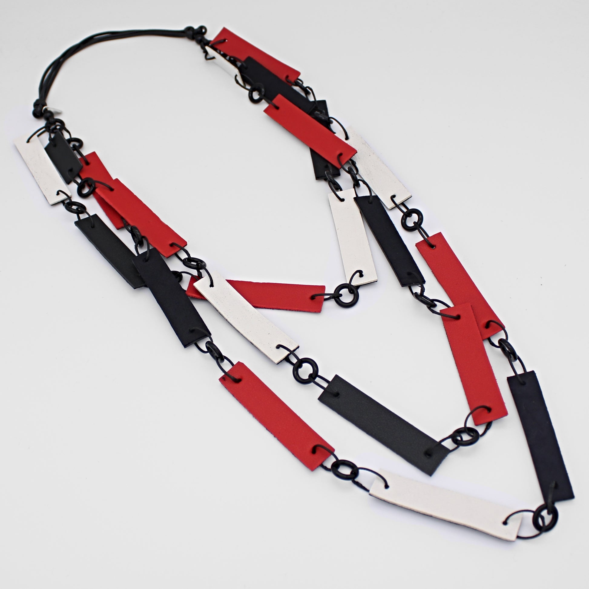 Red Avalee Leather Necklace - Sylca Designs - Chunky Jewelry