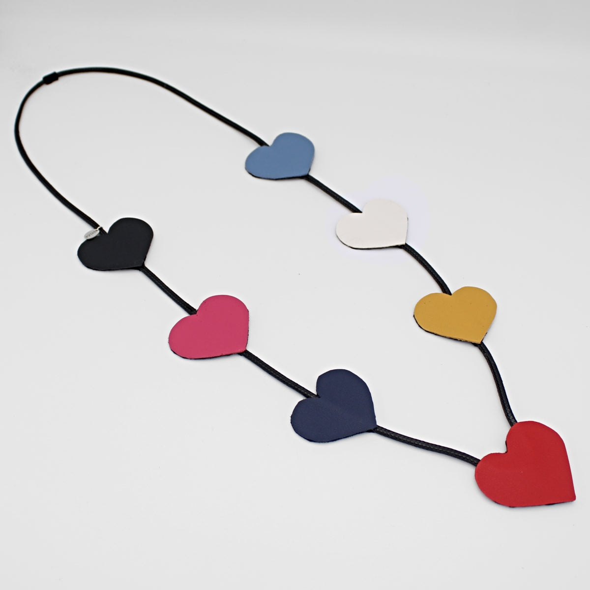 Multicolor Leather Hearts Necklace