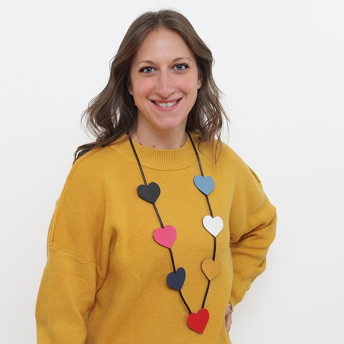 Multicolor Leather Hearts Necklace