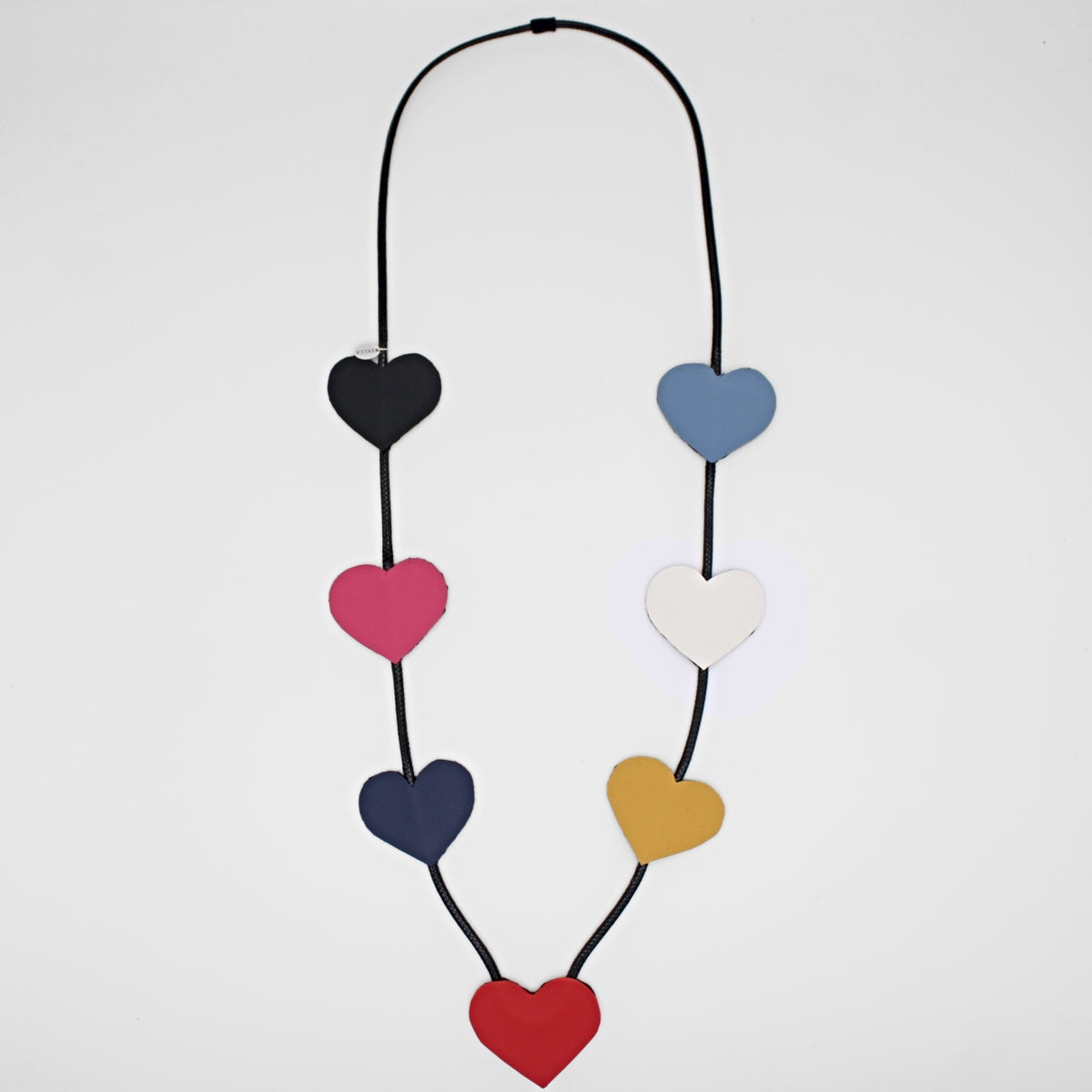 Multicolor Leather Hearts Necklace