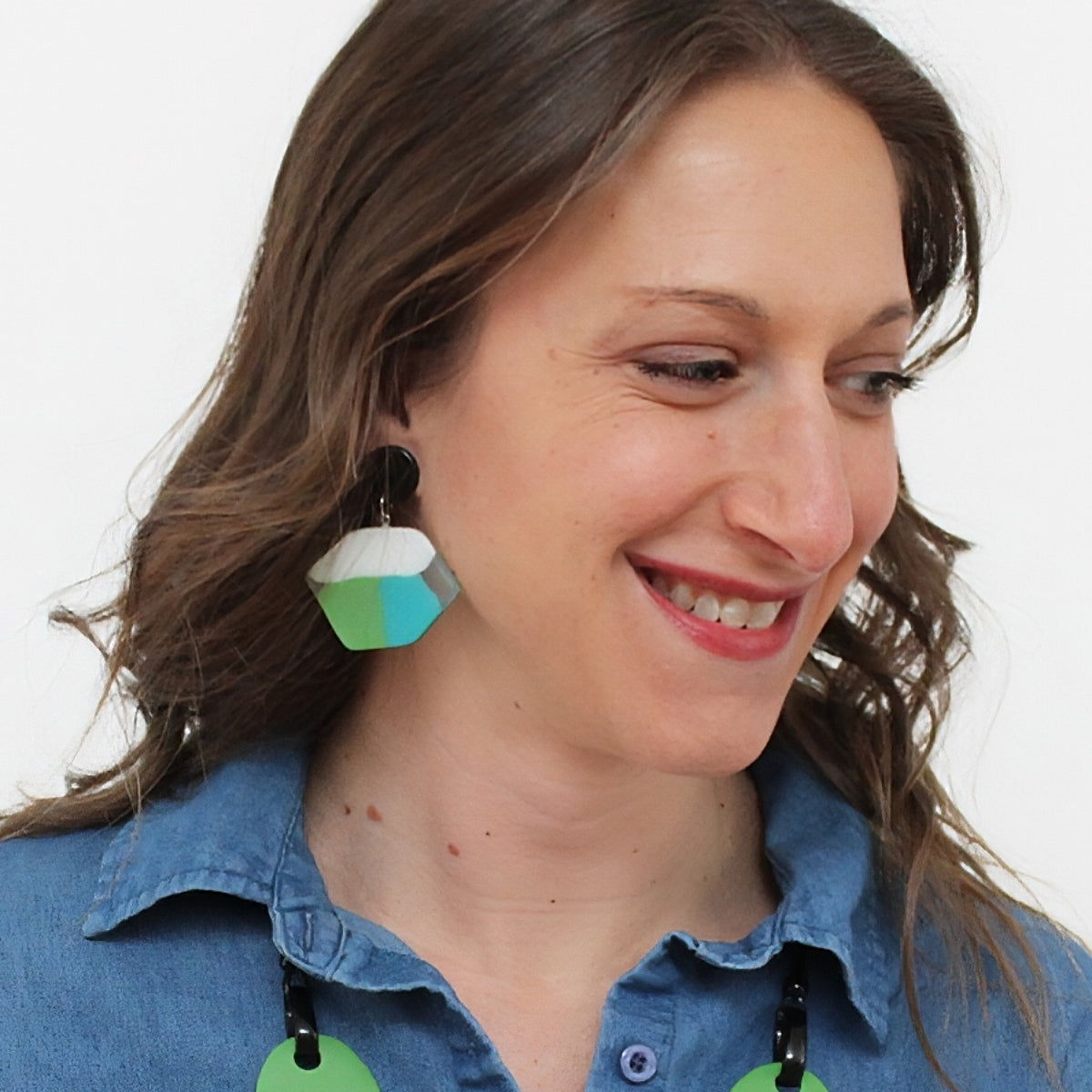 Green Orla Post Earrings - Sylca Designs - Chunky Jewelry