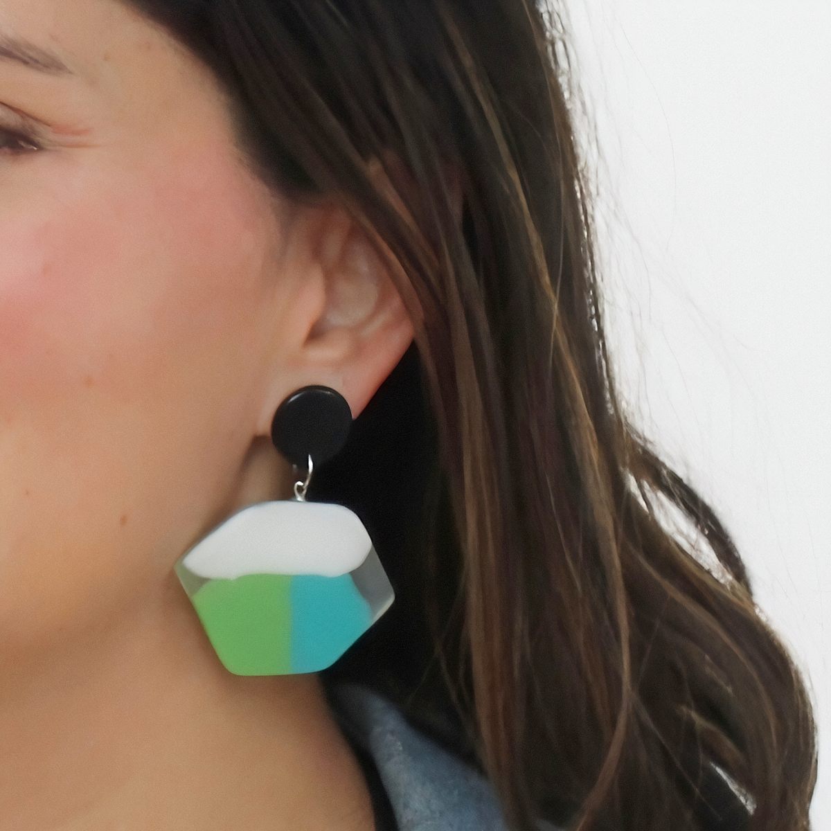 Green Orla Post Earrings - Sylca Designs - Chunky Jewelry