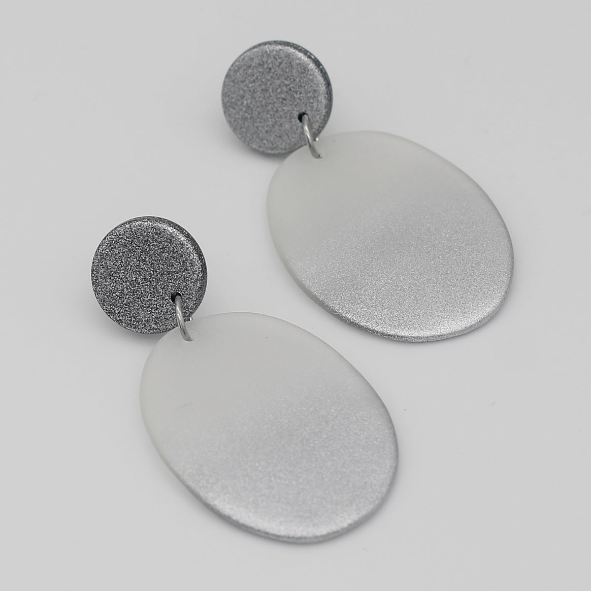 Silver Oval Bailee Drop Earrings - Sylca Designs - Chunky Jewelry