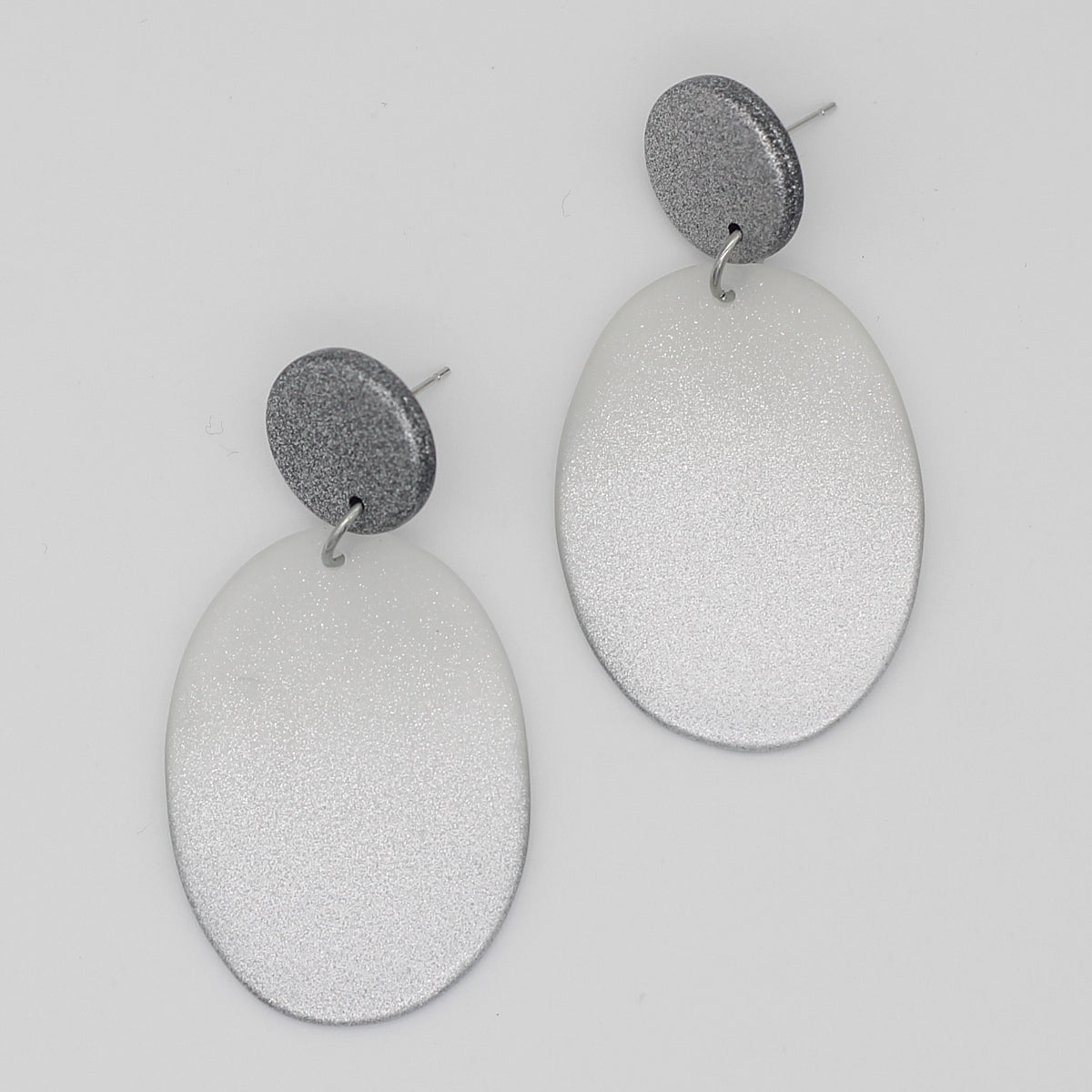 Silver Oval Bailee Drop Earrings - Sylca Designs - Chunky Jewelry