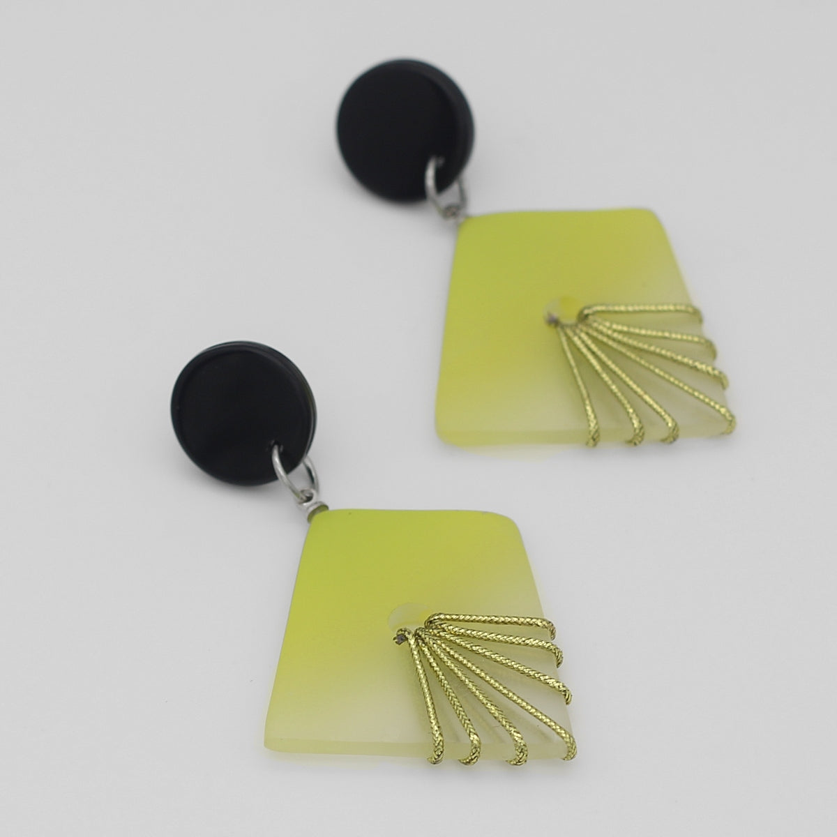 Lime and Gold Thalia Drop Earrings - Sylca Designs - Chunky Jewelry