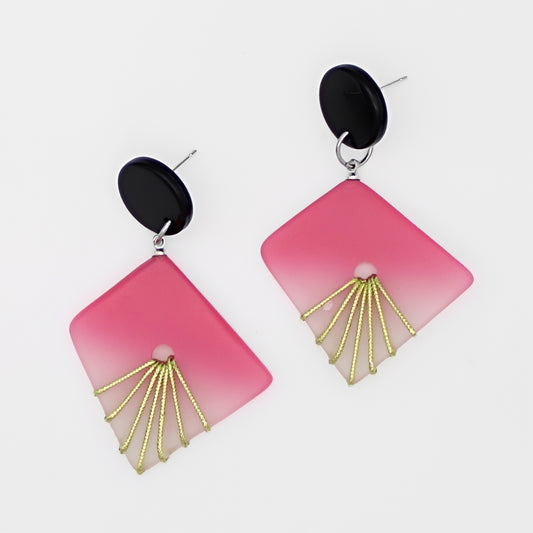 Pink and Gold Thalia Drop Earrings - Sylca Designs - Chunky Jewelry