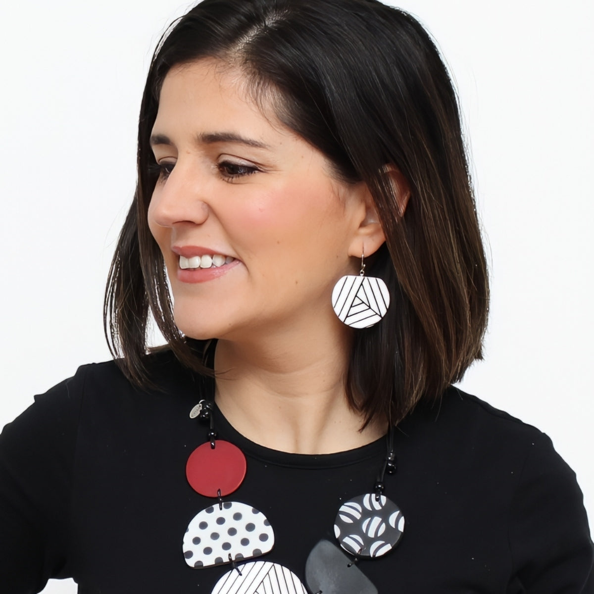 White and Black Palma Earrings - Sylca Designs - Chunky Jewelry