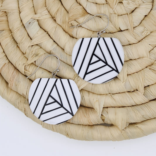 White and Black Palma Earrings - Sylca Designs - Chunky Jewelry