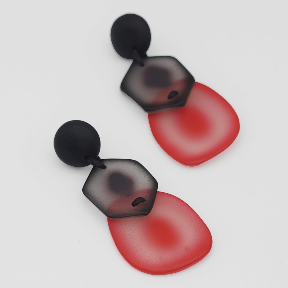 Black and Red Dramatic Delaney Earrings - Sylca Designs - Chunky Jewelry