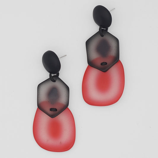 Black and Red Dramatic Delaney Earrings - Sylca Designs - Chunky Jewelry