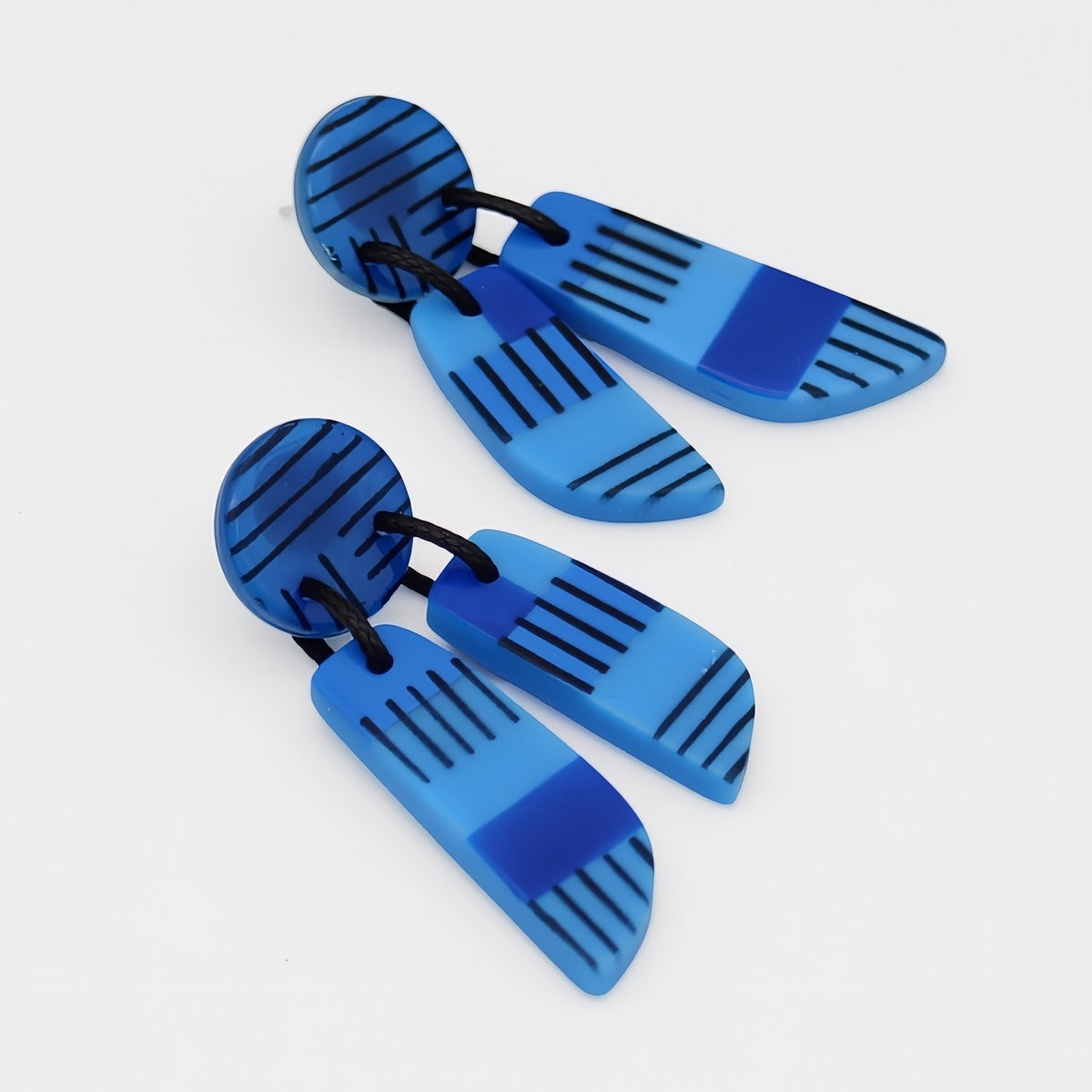 Blue Geometric Earring - Sylca Designs - Chunky Jewelry