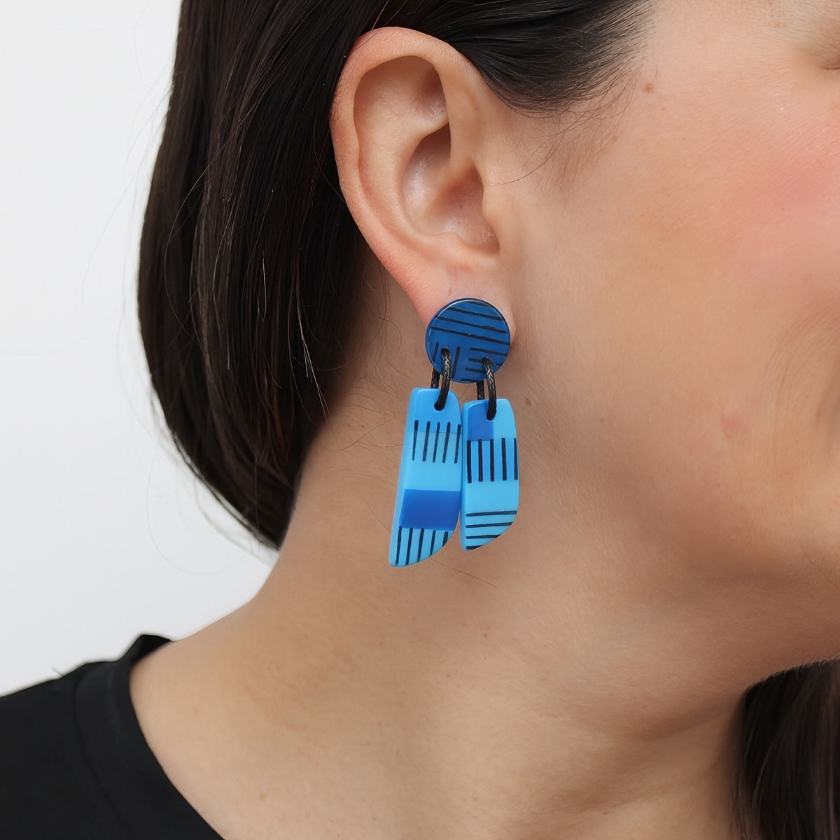 Blue Geometric Earring - Sylca Designs - Chunky Jewelry