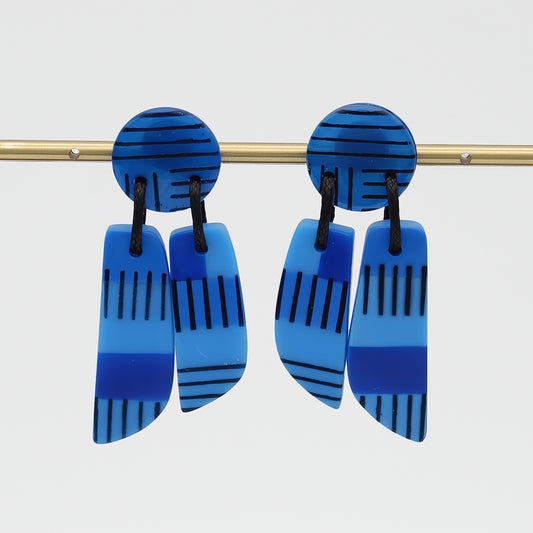 Blue Geometric Earring - Sylca Designs - Chunky Jewelry