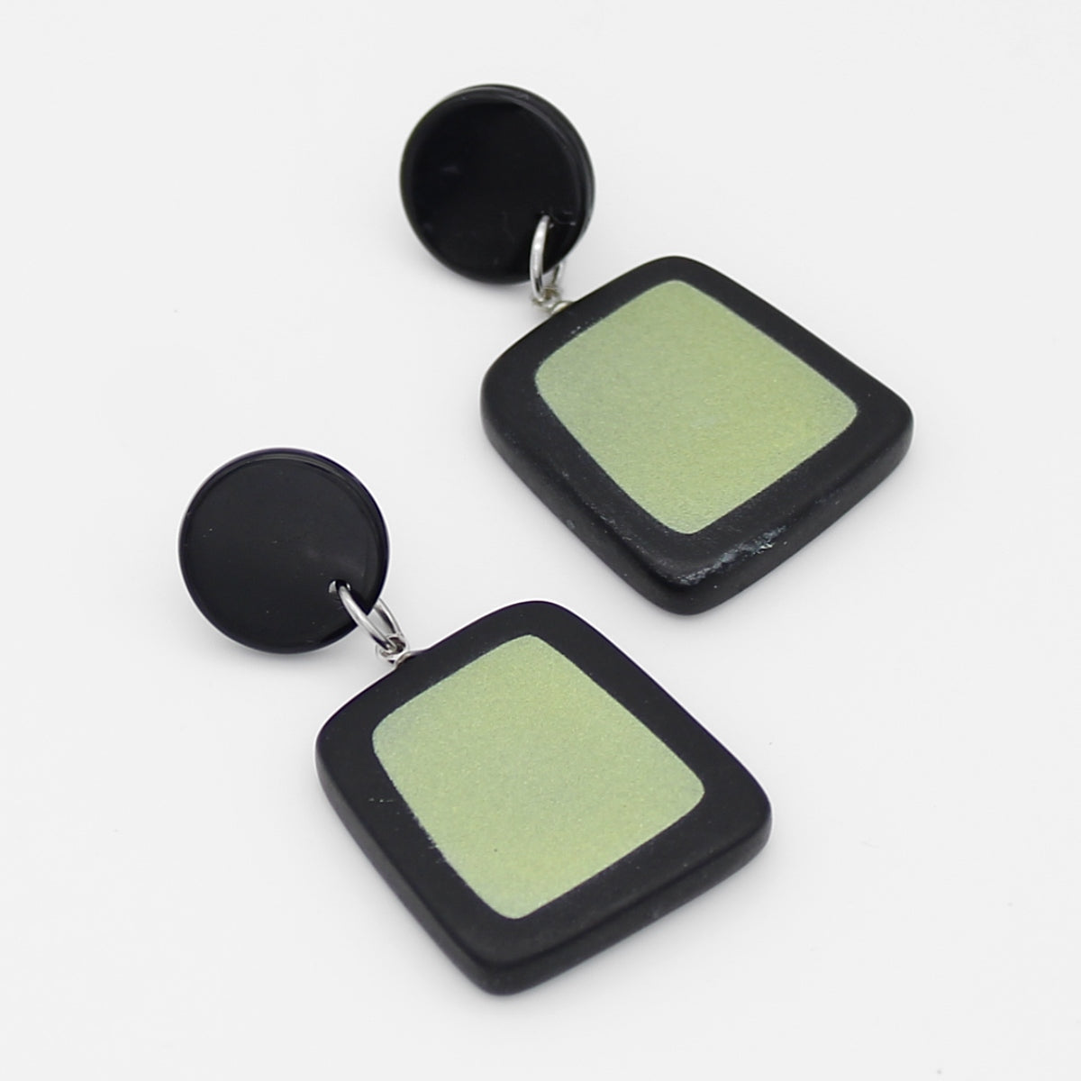 Black and Lime Stori Statement Earrings - Sylca Designs - Chunky Jewelry