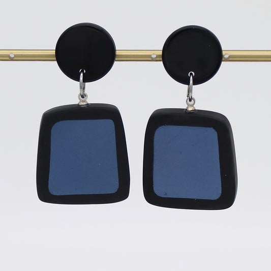 Black and Blue Stori Statement Earrings - Sylca Designs - Chunky Jewelry