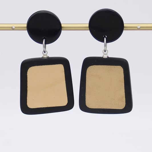 Black and Gold Stori Statement Earrings - Sylca Designs - Chunky Jewelry
