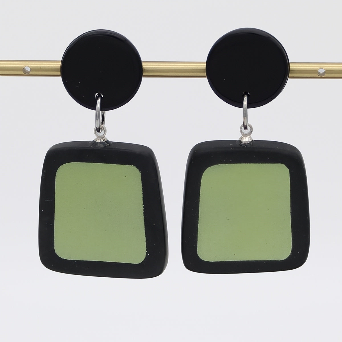 Black and Lime Stori Statement Earrings - Sylca Designs - Chunky Jewelry