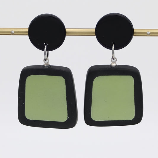 Black and Lime Stori Statement Earrings - Sylca Designs - Chunky Jewelry
