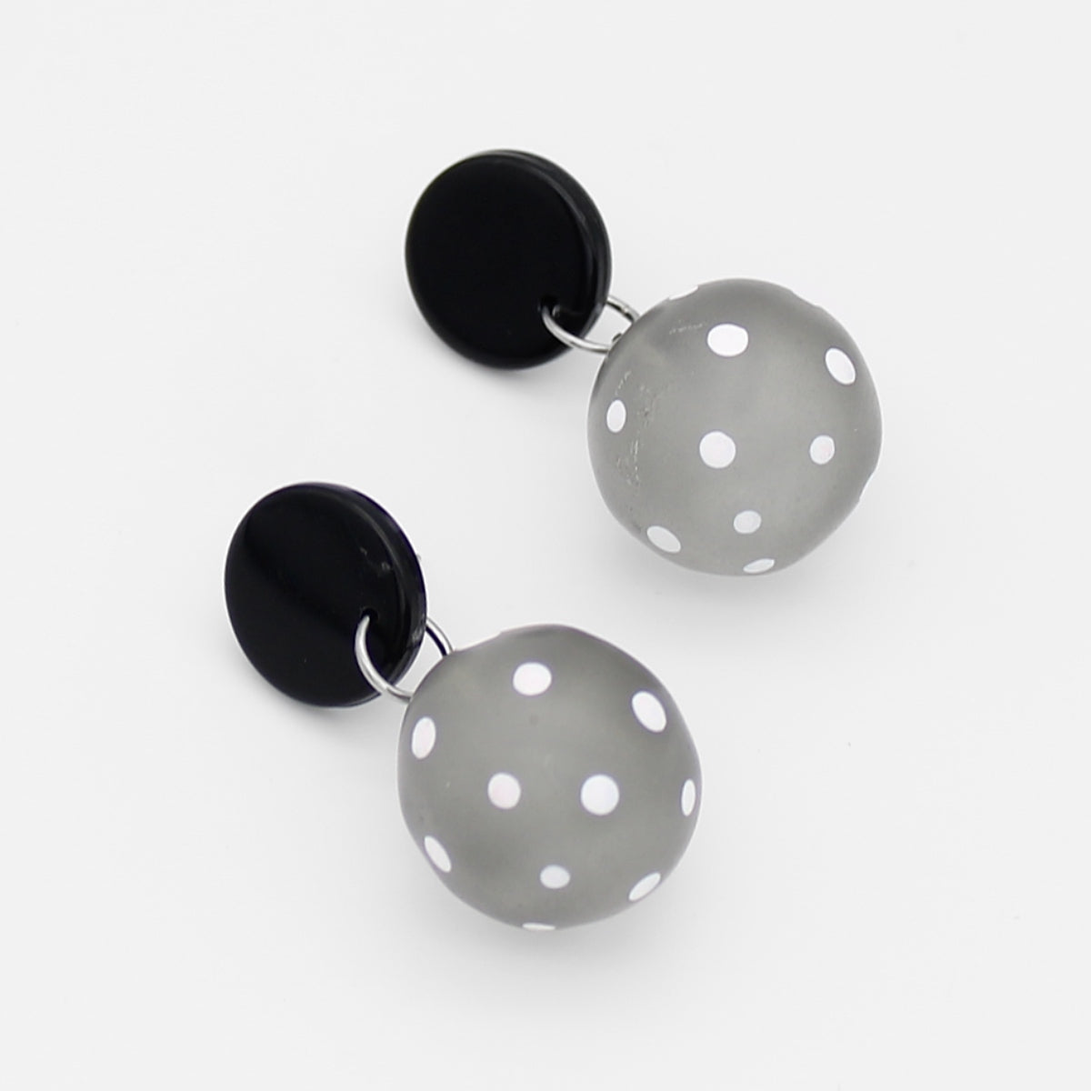 Grey Frosted Polka Dot Reiko Earrings - Sylca Designs - Chunky Jewelry