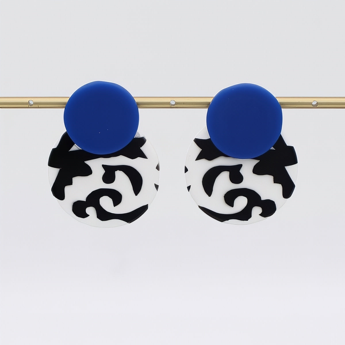 Blue, Black and White Lola Statement Earrings - Sylca Designs - Artsy Chunky Jewelry