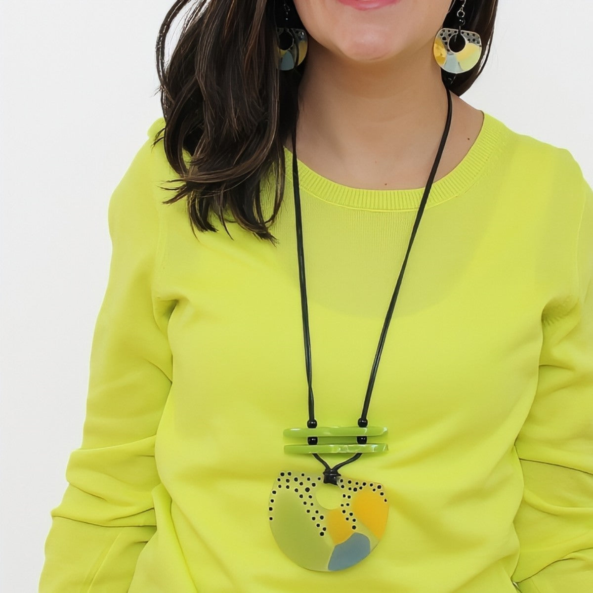 Lime Mi Sol Statement Pendant - Sylca Designs - Chunky Jewelry