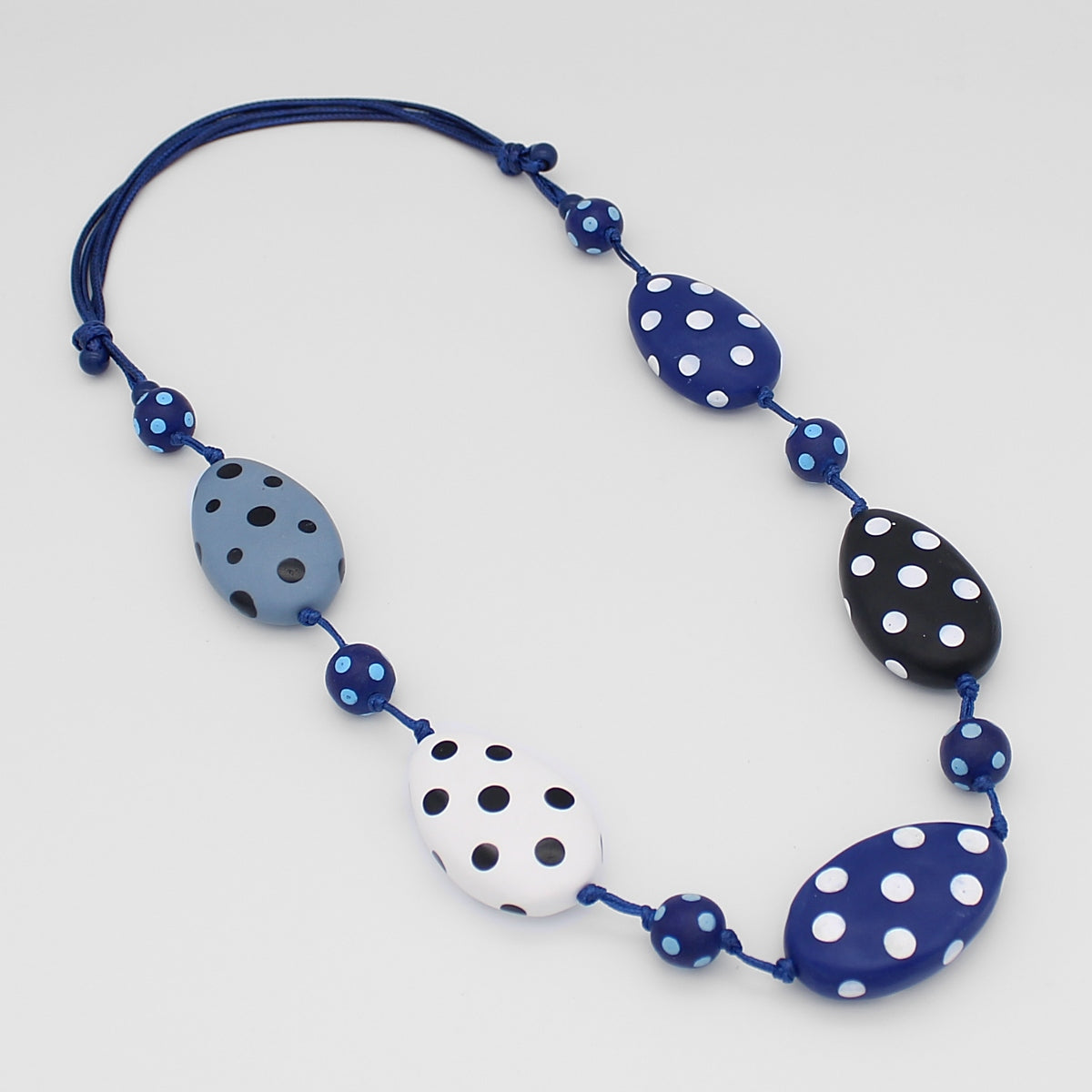 Blue Polka Dot Molly Necklace - Sylca Designs - Chunky Jewelry