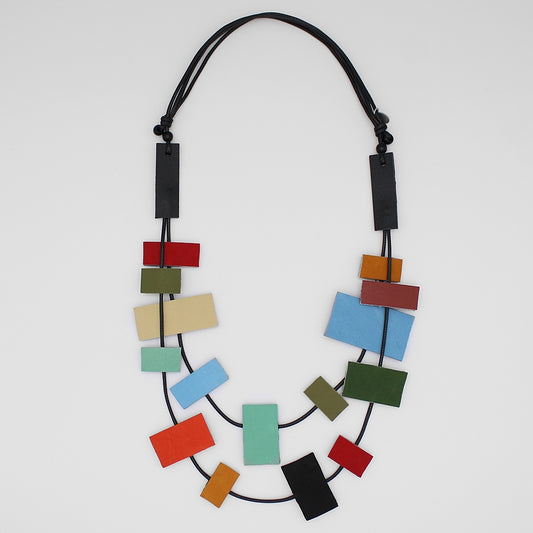 Multi-Color Rowyn Leather Color Block Necklace