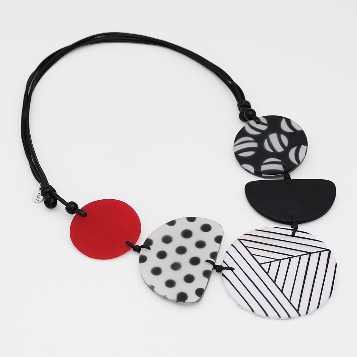 Black White and Red Palma Necklace - Sylca Designs - Chunky Jewelry